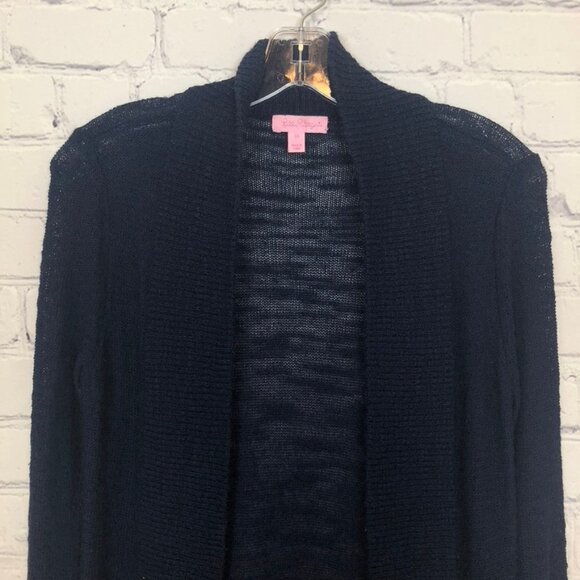 Lilly Pulitzer Amalie Navy Blue Cardigan Sweater Size XS Open Front - Picture 2 of 6